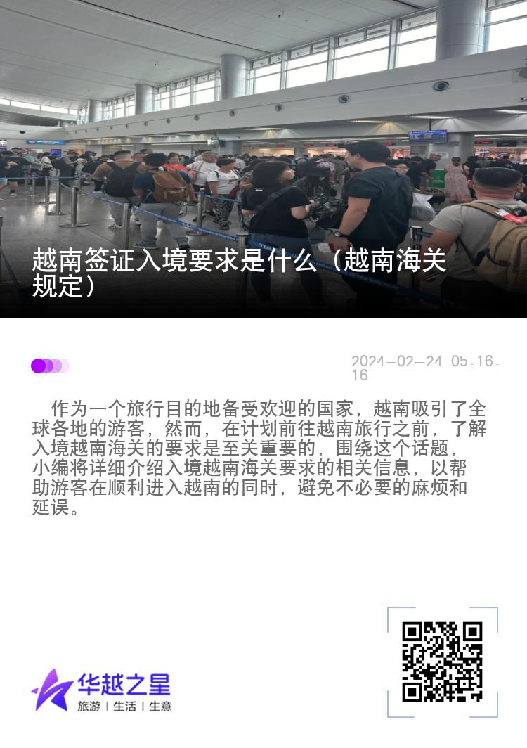 越南签证入境要求是什么（越南海关规定）